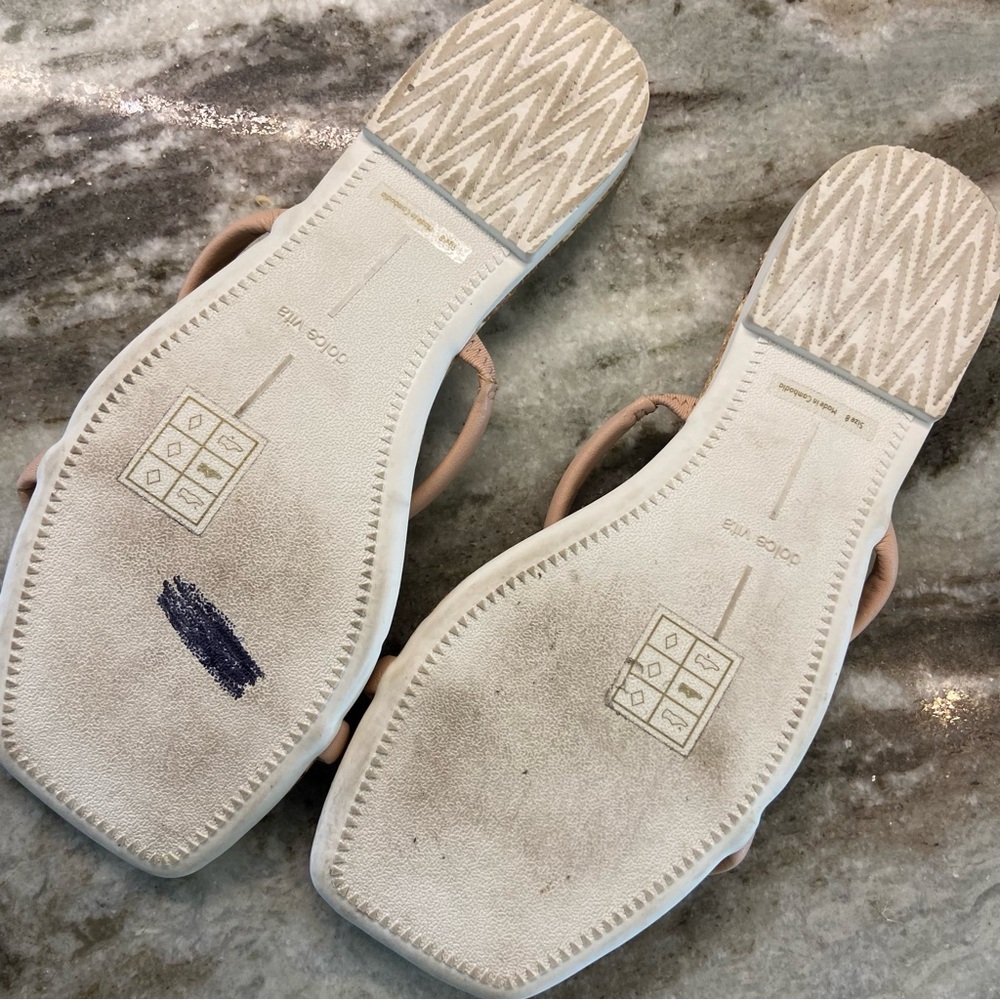 Dolce Vita Neutral Nude Snake Strappy Flat Slide Sandal 8 - Picture 4 of 6